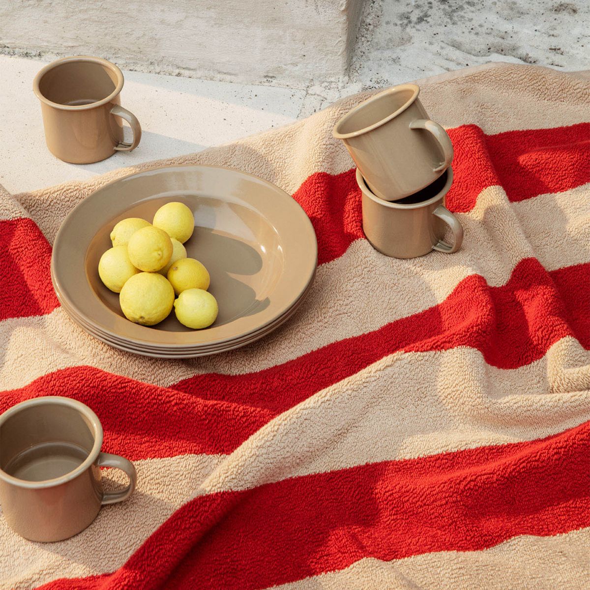 Alee Bath Towel - Light Camel/Red-4