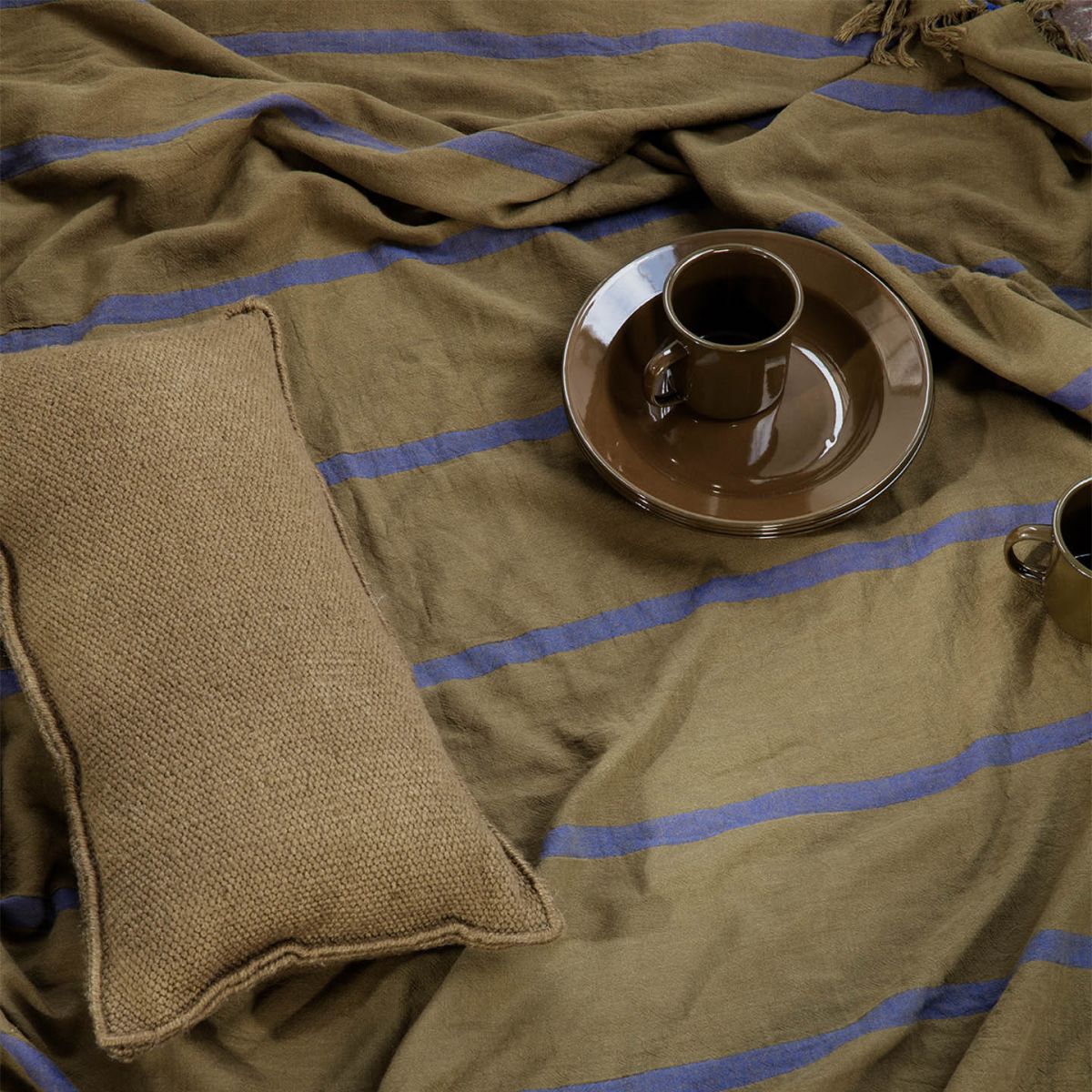 Yard Picnic Blanket - Olive/Bright Blue-3