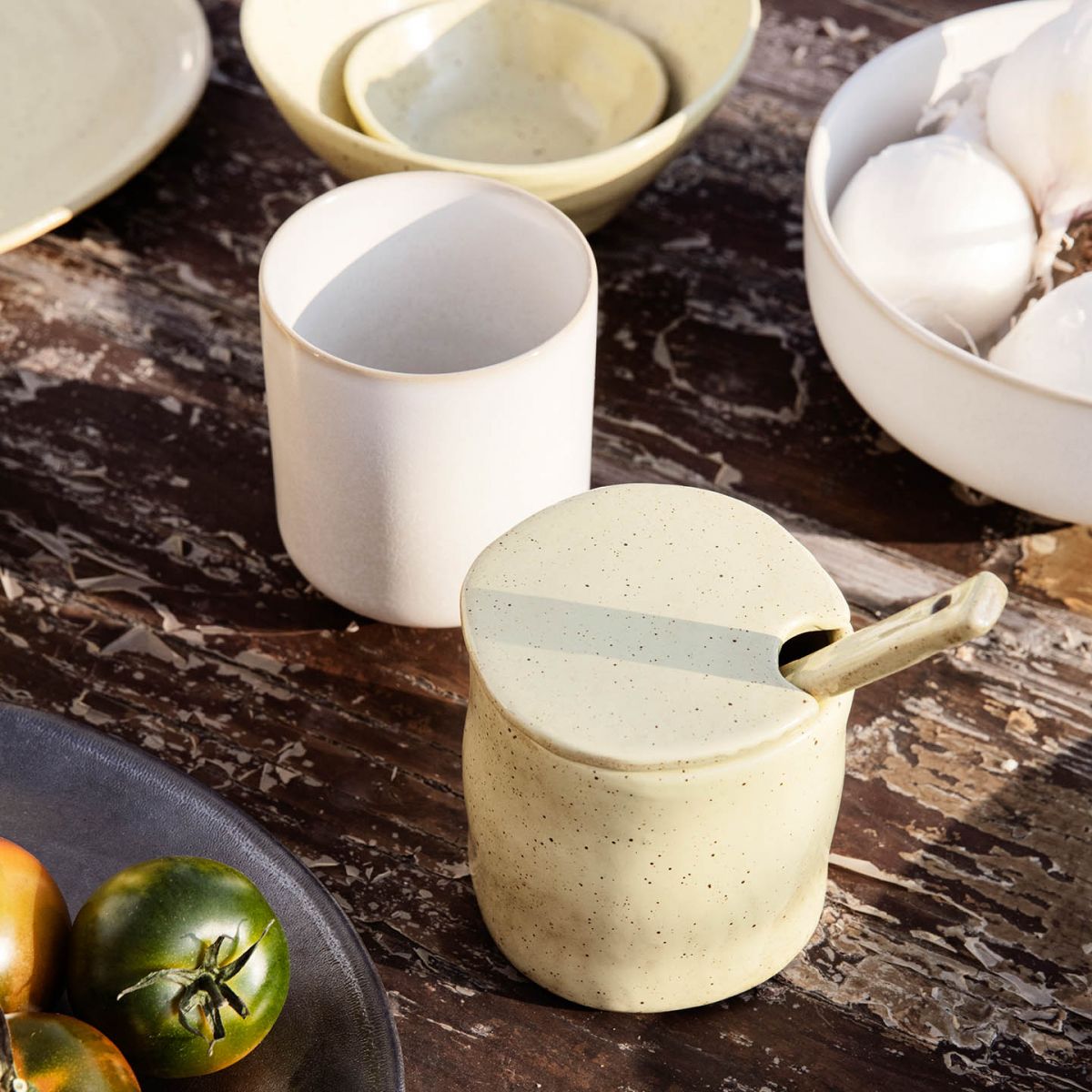 Flow Jar with spoon - Yellow Speckle-2