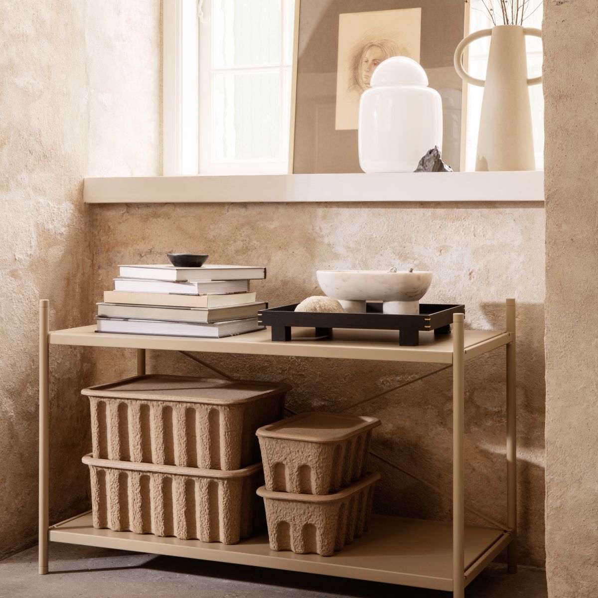 Paper Pulp Box Large - Set of 2 - Brown-2