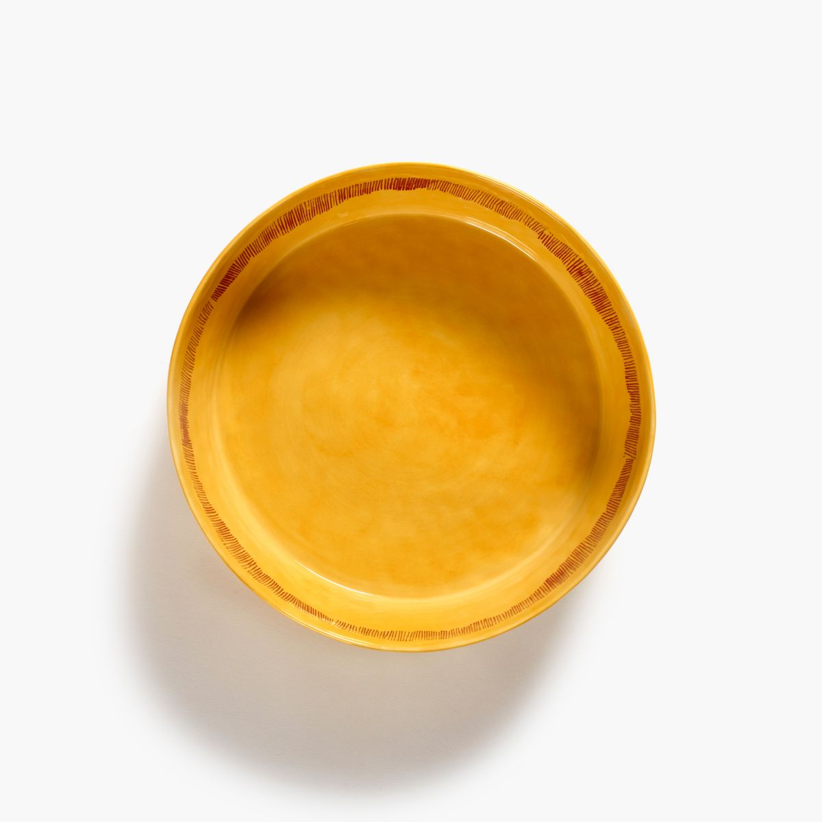 Salad Bowl Yellow - Red stripes-3