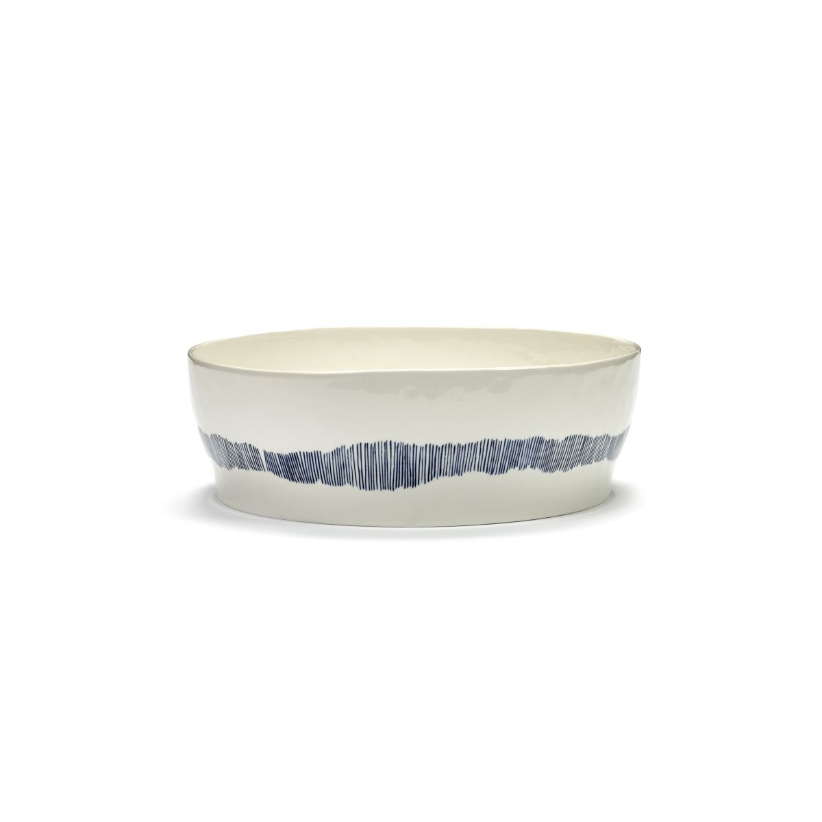 Salad Bowl White - Blue Stripes