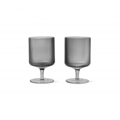 Ferm Living - Ripple Wine Glasses - Ποτήρια Κρασιού - Σετ των 2 - Γκρι 