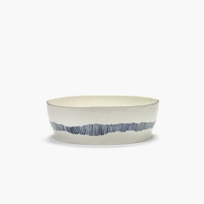 Salad bowl, White - blue stripes, Feast