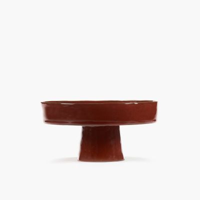 Deep plate on foot L venetian red La Mere