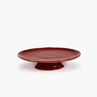 Large plate on foot venetian red La Mere