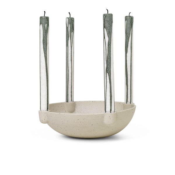 Bowl Candle Holder - L - Ceramic - Light Grey