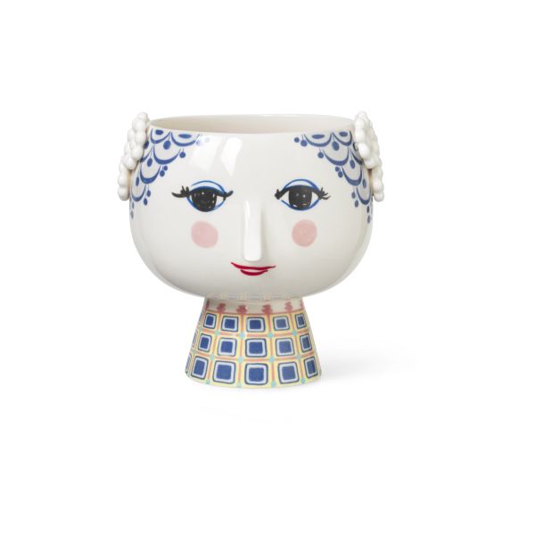 Eva Flowerpot on base O21 cm blue