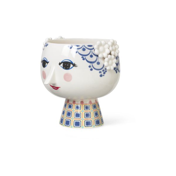 Eva Flowerpot On Base, Large Blue
