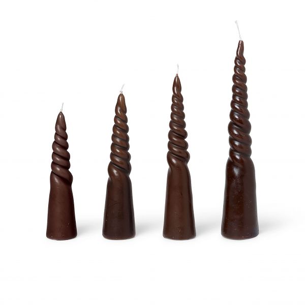 Twisted Candles - Set of 4 - Brown