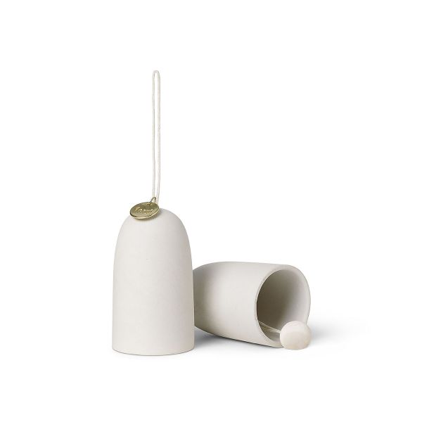 Bell Ceramic Ornaments - Set of 2 - Off White