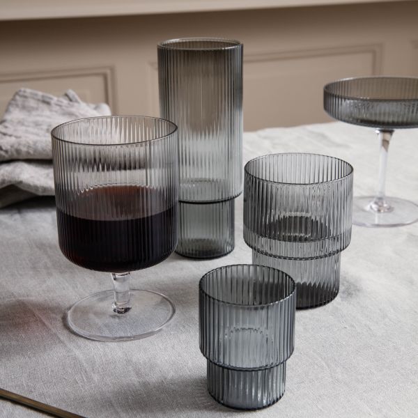 Ripple Wine Glasses Set of 2 Smoked Grey