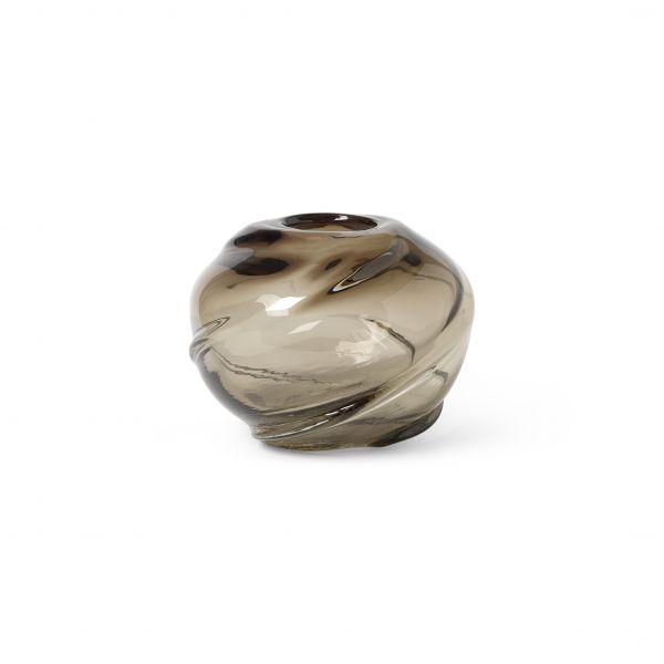 Water Swirl Vase - Round - Smoked Grey