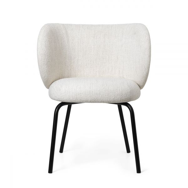 Rico Dining Chair - Boucle - Off-white/Black