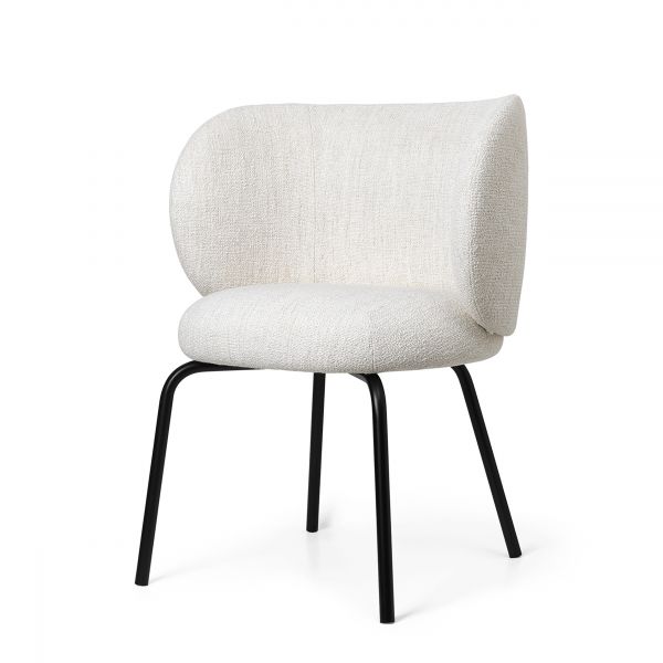 Rico Dining Chair - Boucle - Off-white/Black
