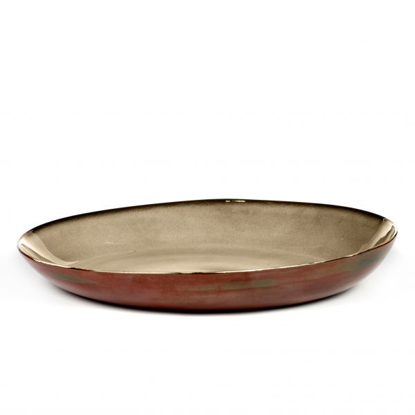Serving Plate Misty Gray/Rust