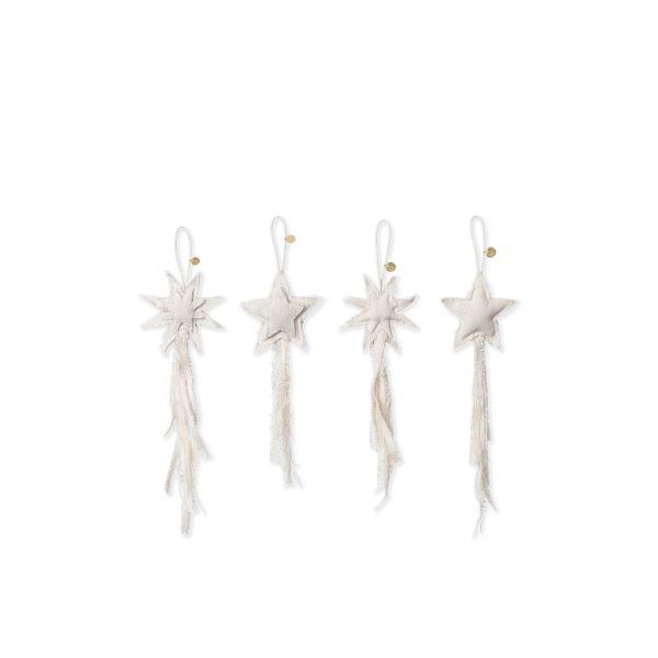 Vela Star Ornaments - Set of 4 - Natural