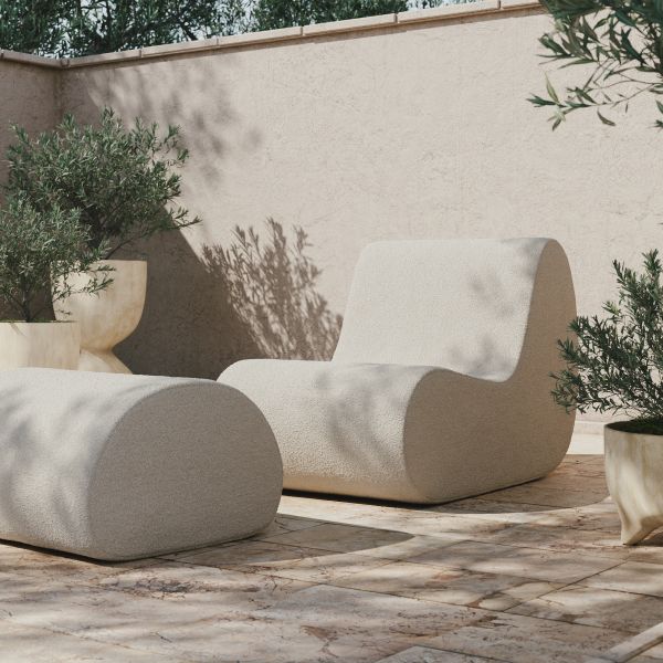 Ferm Living - Rouli Pouf - Pure Boucle - Πουφ - Λευκό 
