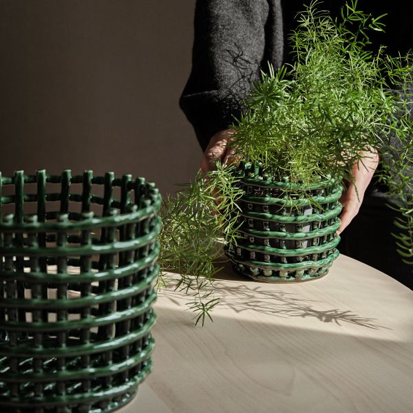 Ferm Living - Ceramic Basket - Small-Emerald Green