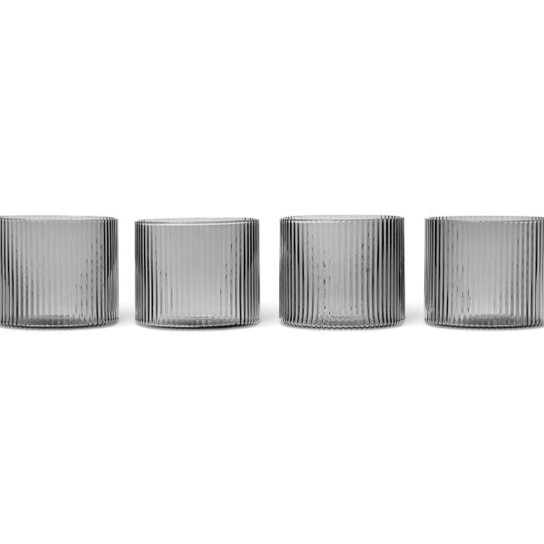 Ferm Living - Ripple Low Glasses - Set of 4 - Smoked Grey