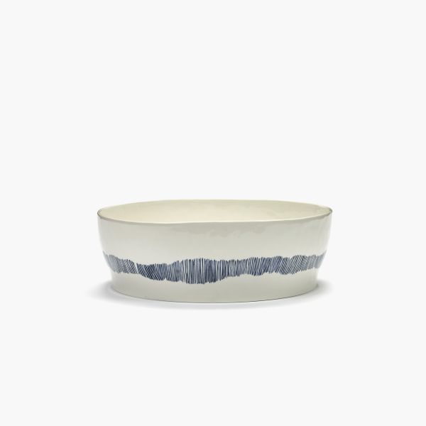 Salad bowl, White - blue stripes, Feast