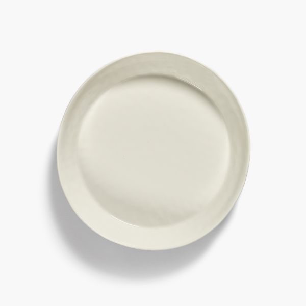 Deep serving plate S, White - blue stripes, Feast