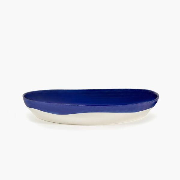 Serving plate M, Dark blue - white, Feast