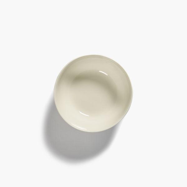 Bowl L, White swirl - blue stripes, Feast