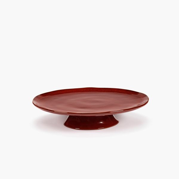 Large plate on foot venetian red La Mere